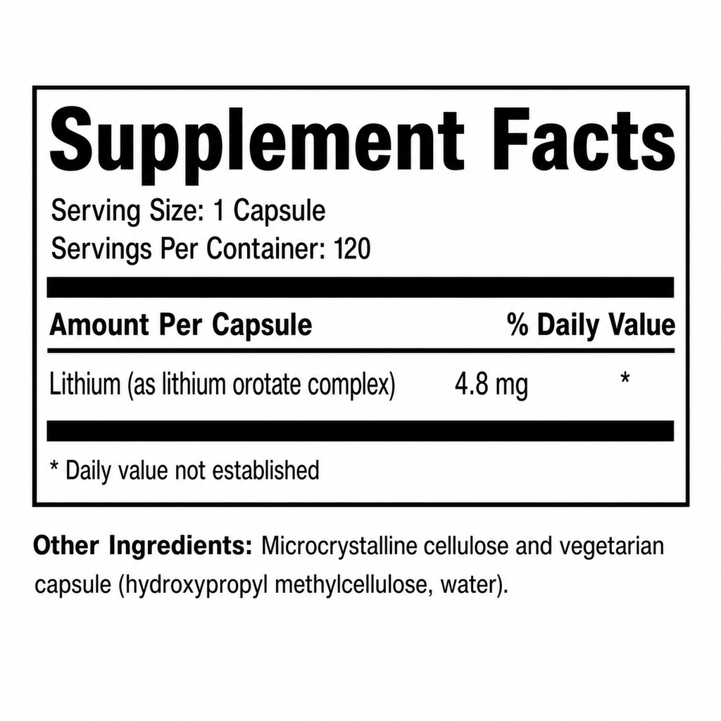 Lithium Orotate 120 capsules Biogeek