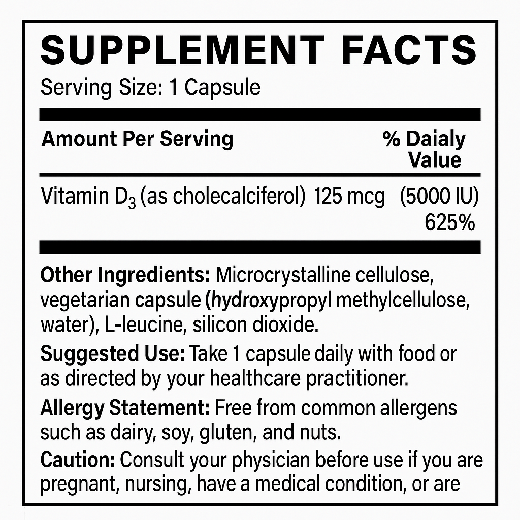 Vitamin D3 5,000 IU 100 capsules Biogeek
